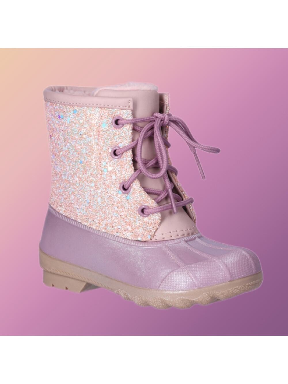 Toddler Girls Glitter Water & Skid Resistant Temp Rated Winter Duck Boots Size 9